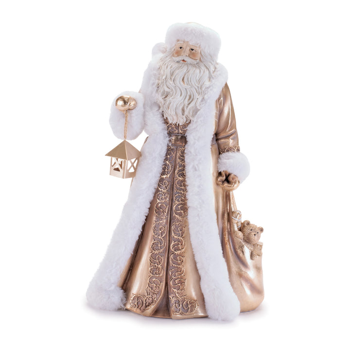 Champagne Christmas Santa with Lantern — 15"