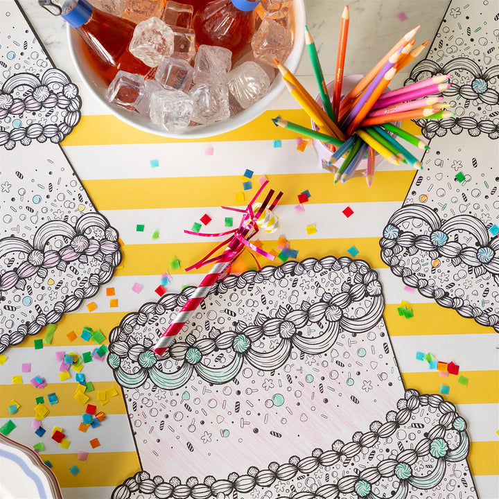 Coloring Birthday Cake Placemats