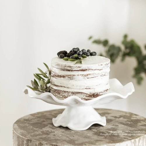 Havana White Cake Plate with Pedestal