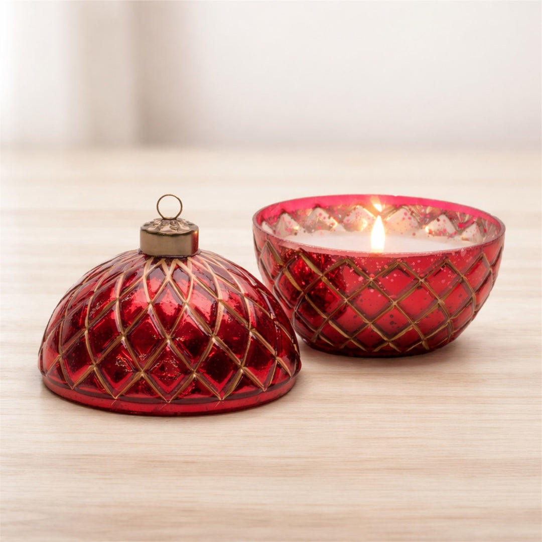 Red & Green Glow LED Glass Candle Ornament