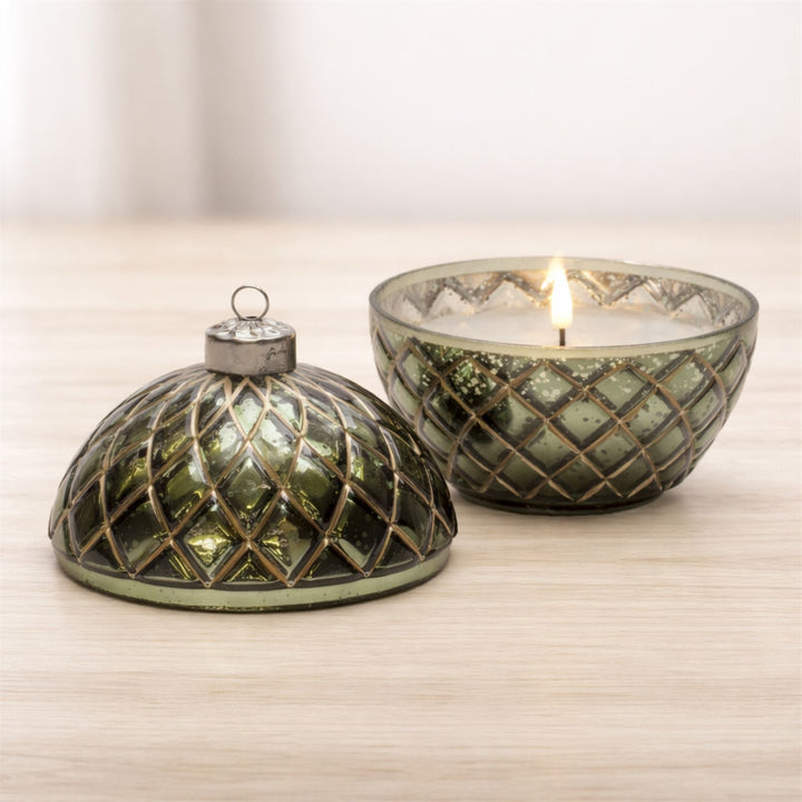 Red & Green Glow LED Glass Candle Ornament