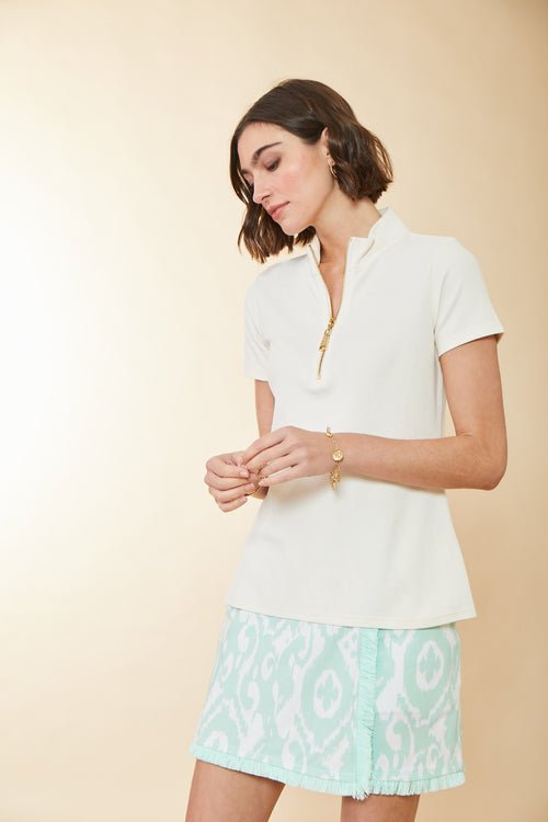 Short Sleeve Serena Half-Zip Top Buttercream