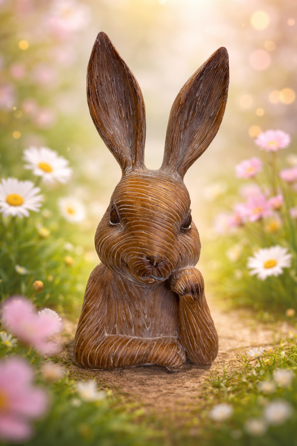 Carved Wood Bunny Figurine