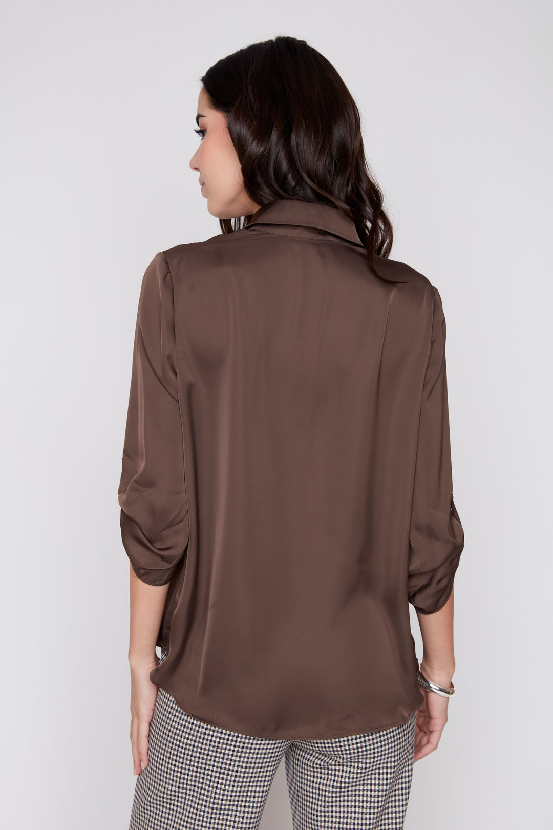 The Winslow Split Neck Blouse – Espresso
