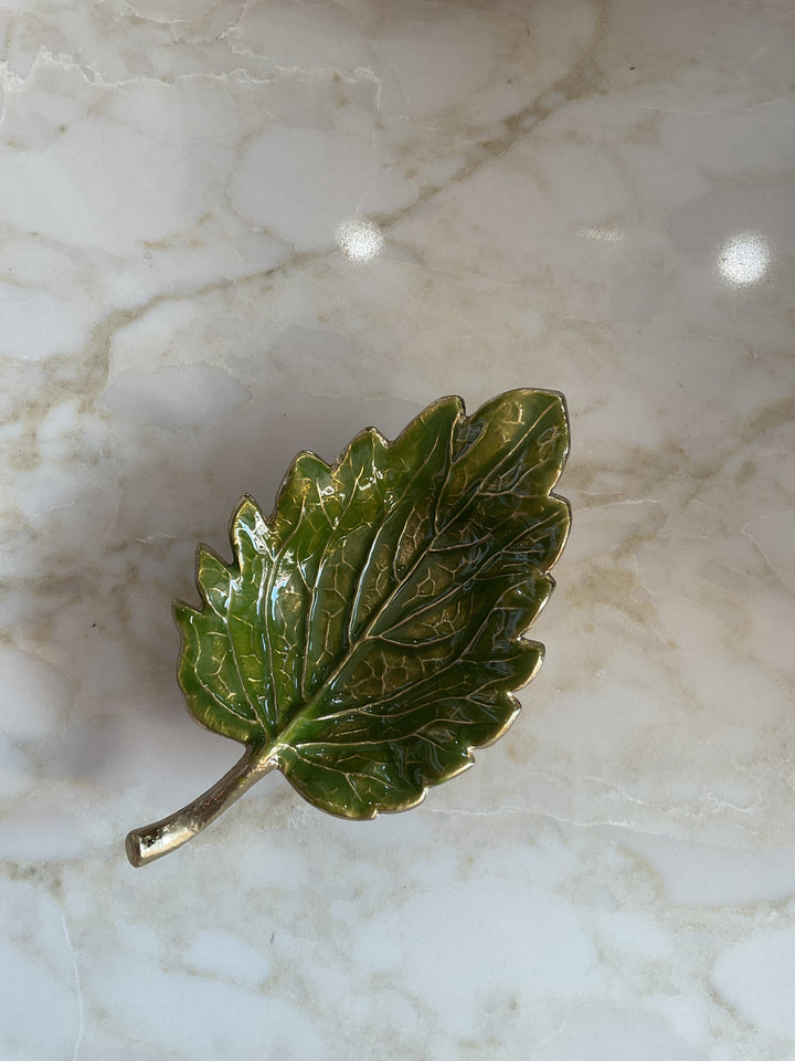 Enamel Leaf Trinket Dish