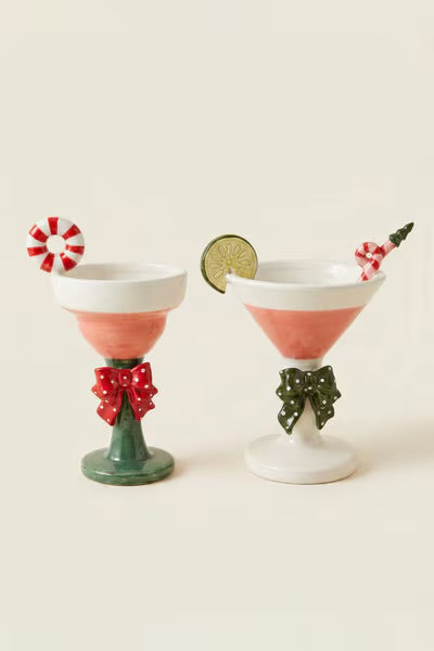 Cheers to Christmas Ceramic Martini Glass