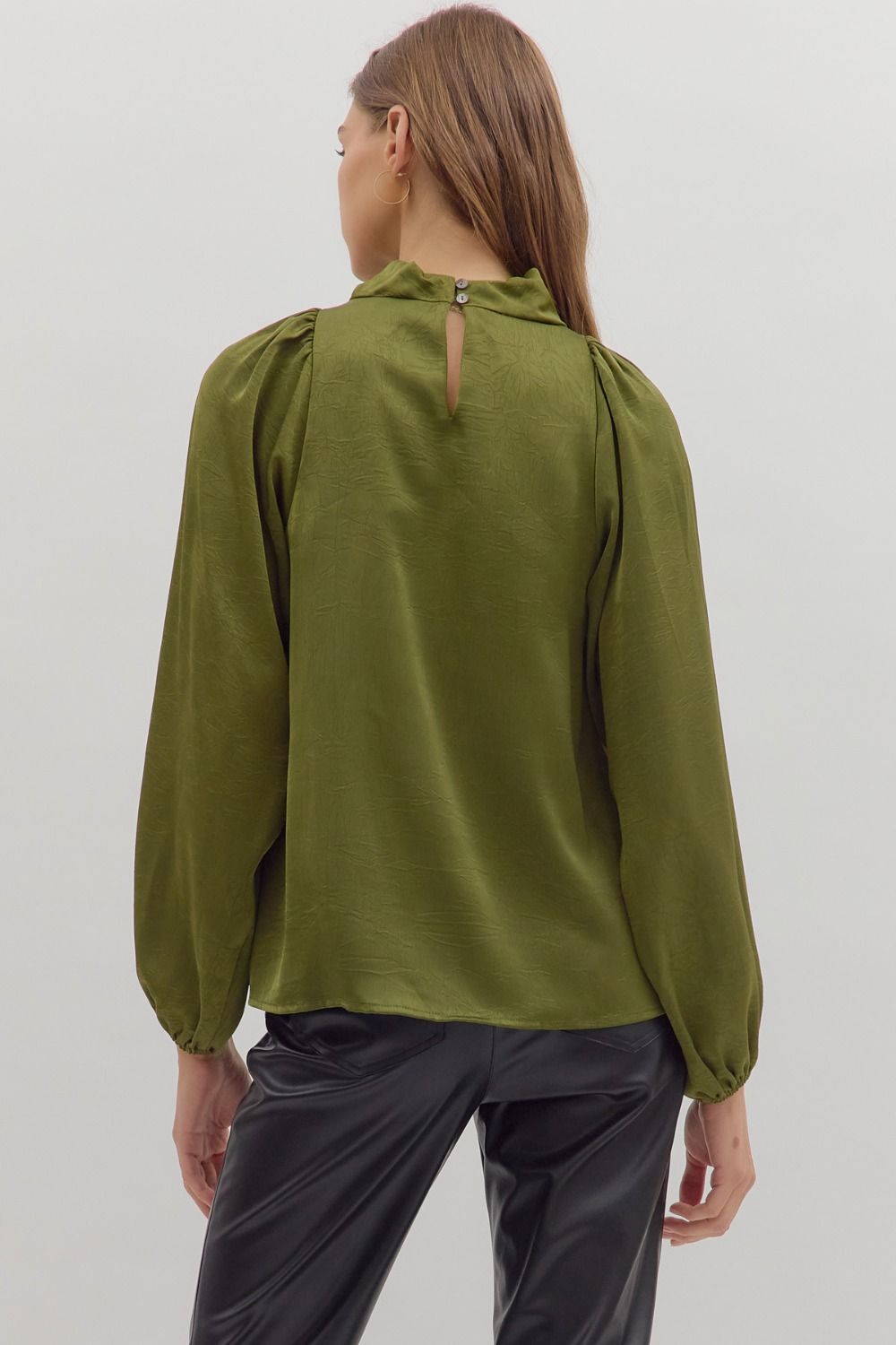The Olive Luxe Satin Drape Top