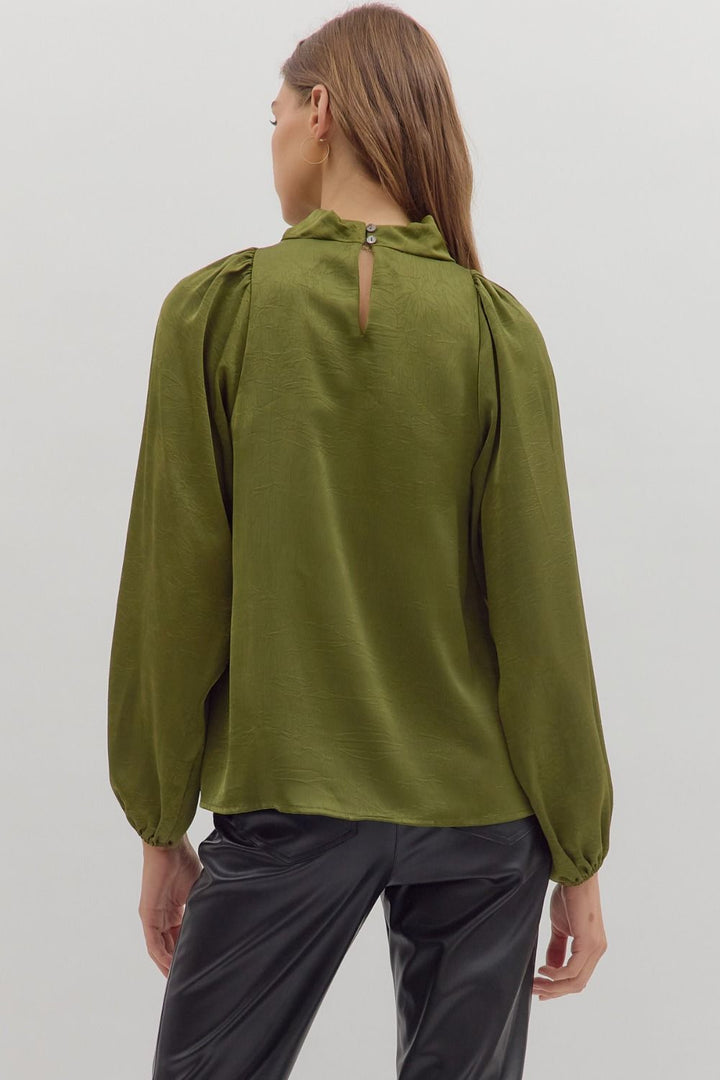 The Olive Luxe Satin Drape Top