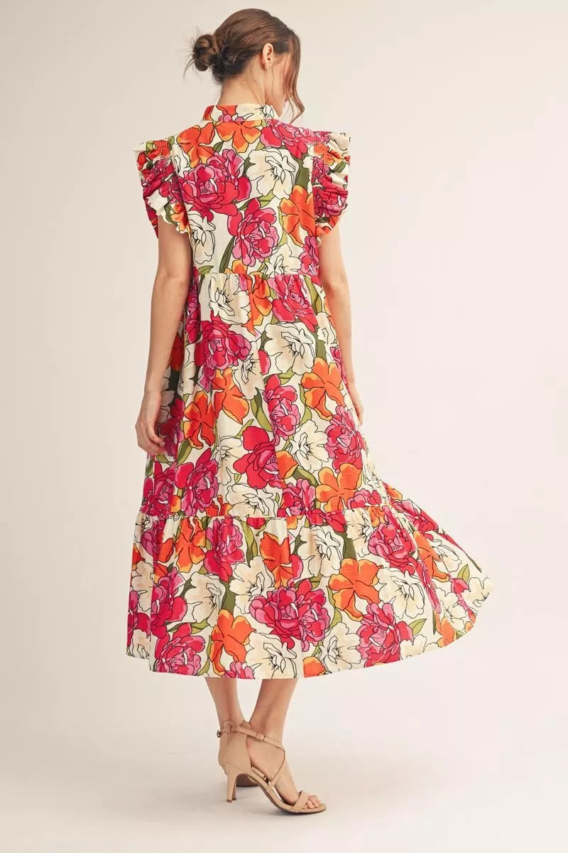Jardin Rosé Floral Midi Dress