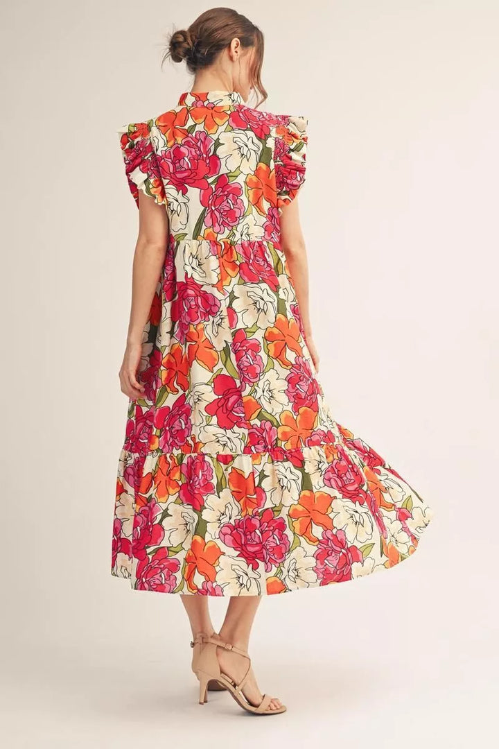 Jardin Rosé Floral Midi Dress