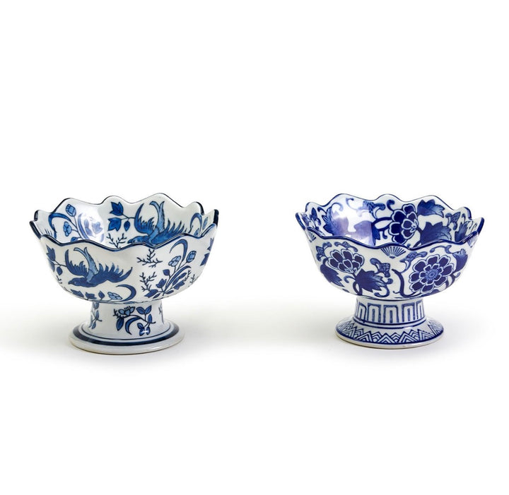 Blue & White Pedestal Bowl