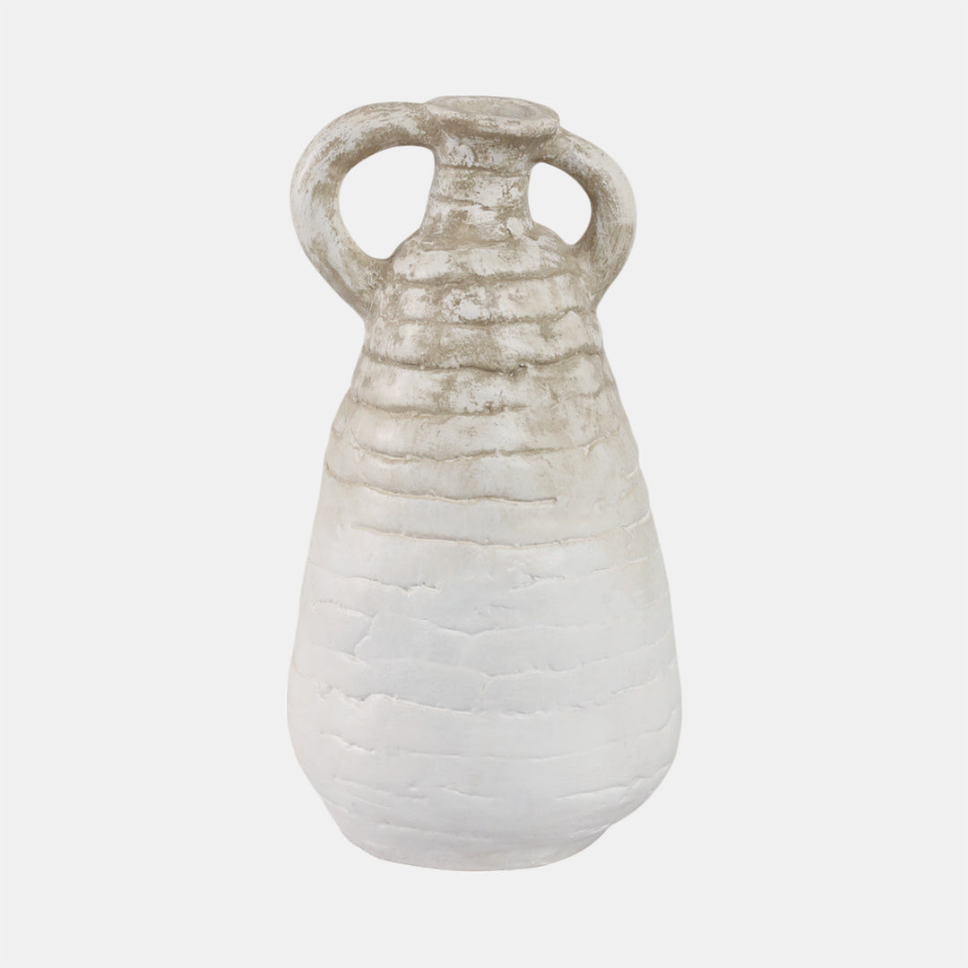 Textured Handled Stoneware Vase