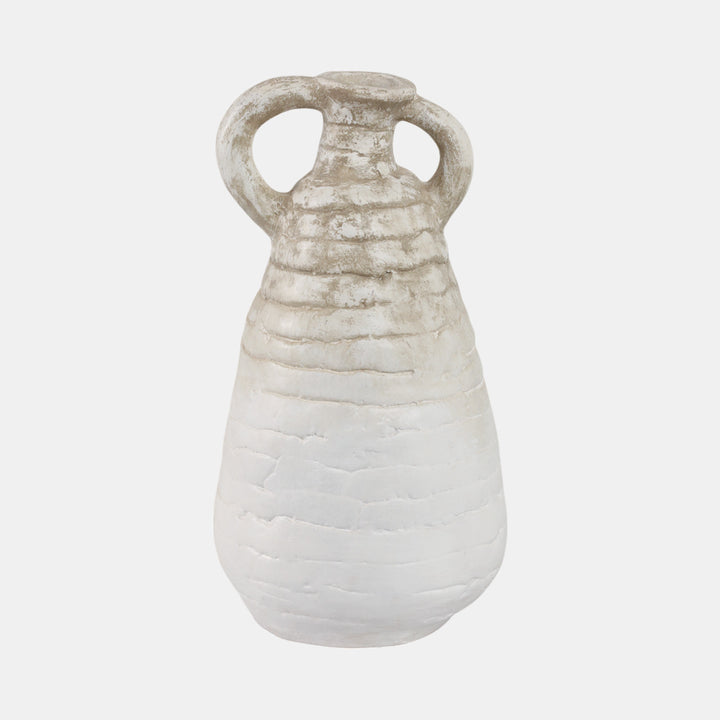 Textured Handled Stoneware Vase