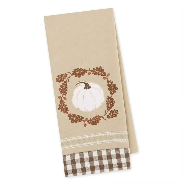 Heirloom Pumpkin Embroidered Dish Towel