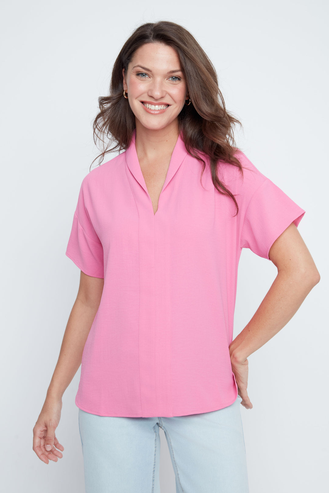 Blush Horizon V-Neck Blouse