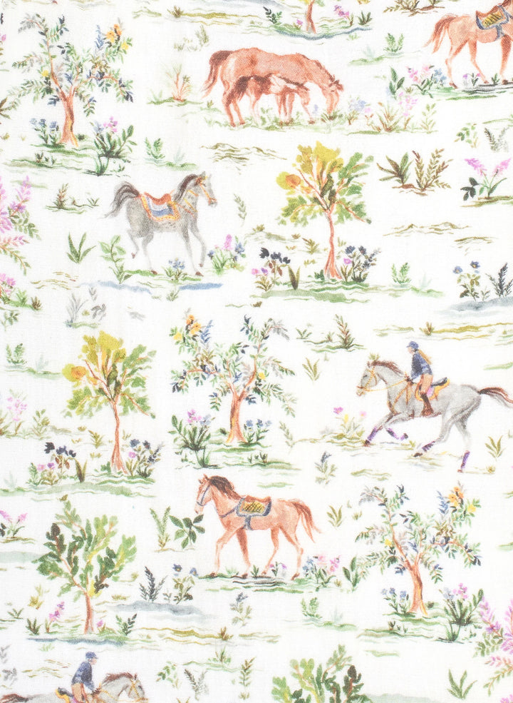 Countryside Horses Muslin Shawl Blanket