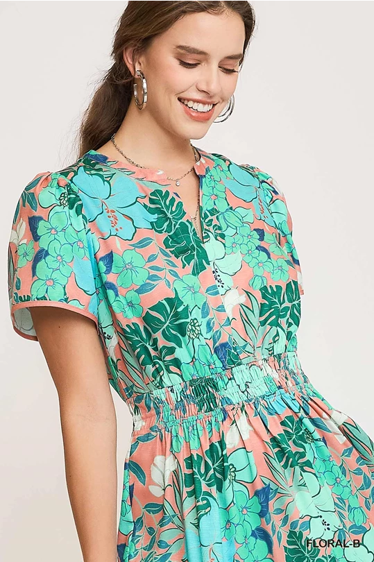 Abstract Floral Dress - Plus