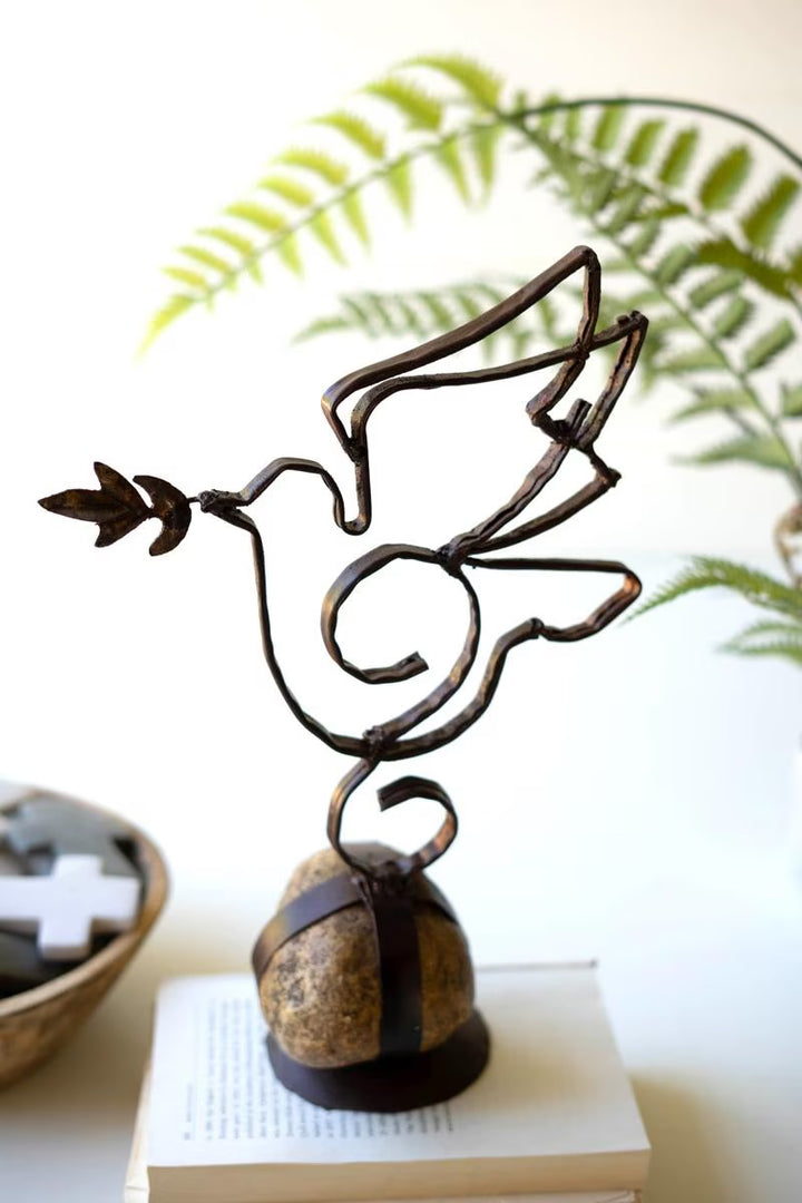 Peaceful Flight Metal Dove Sculpture