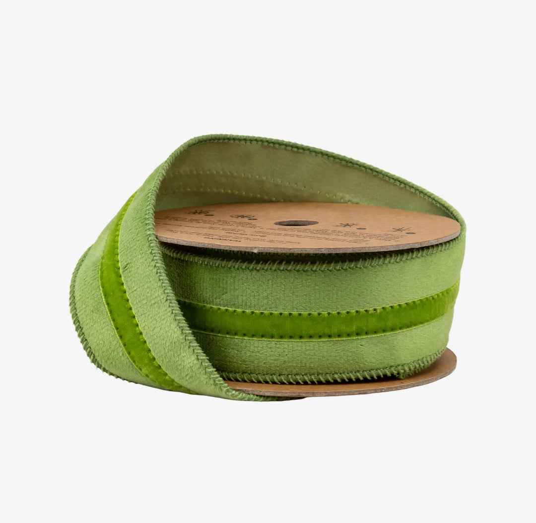 Fresh Meadow Velvet Trim Wired Ribbon