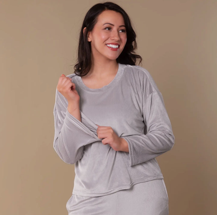 Soft Rib Lounge Top – Dove Gray