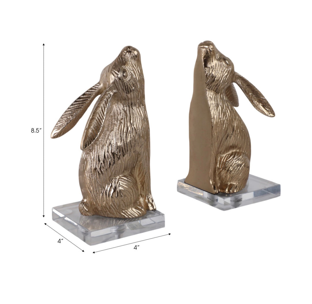 Gilded Hare Bookends (Set of 2)