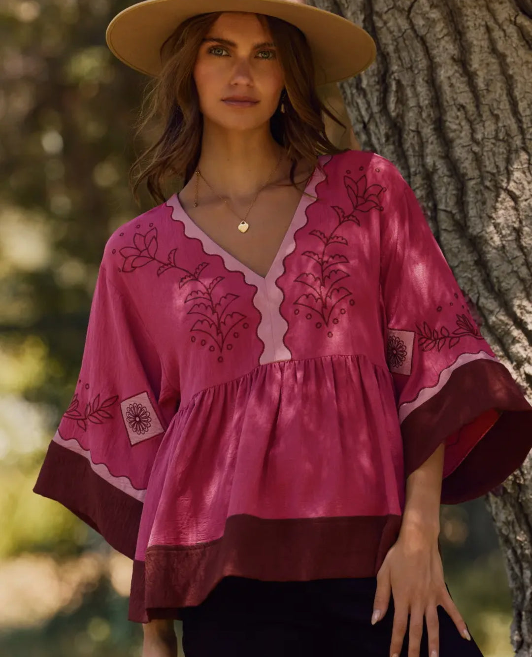 Meadow Muse Embroidered Babydoll Top