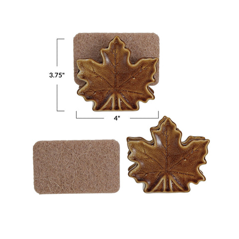 Stoneware Leaf Sponge Holder with Sponge