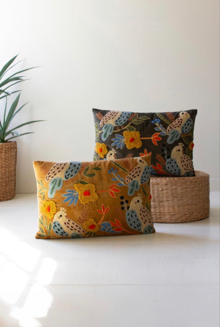 Golden Grove Bird Pillow