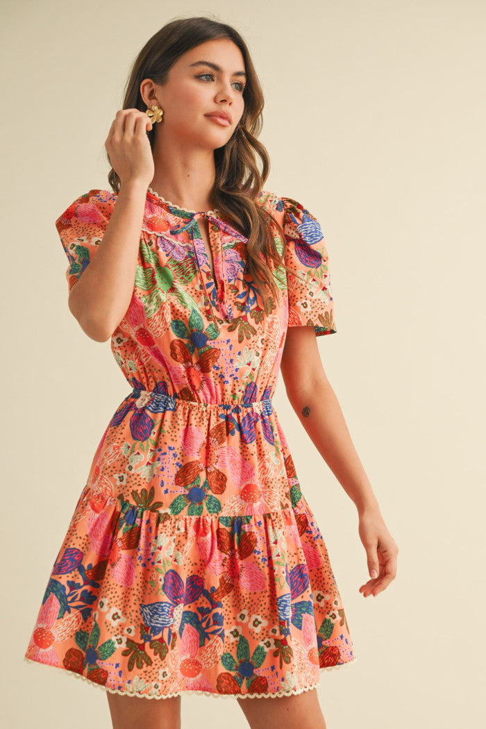 Multi Flower Print Dress