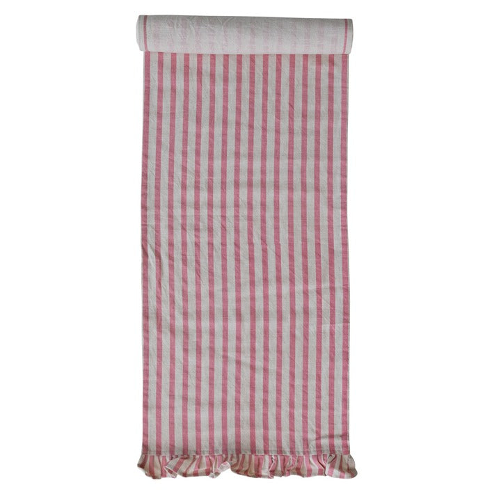 72” HM Pink and White Striped Table Runner
