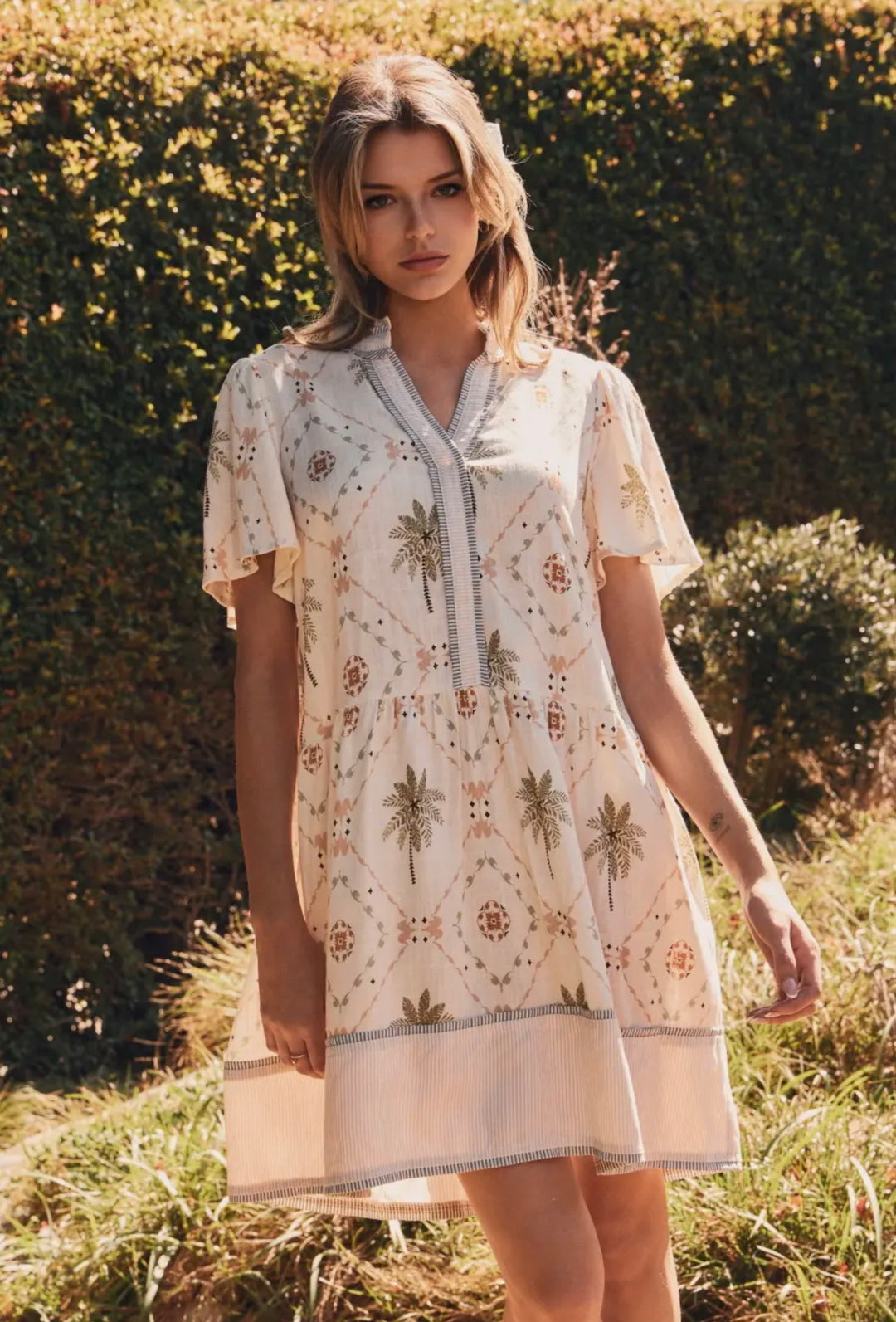 Golden Grove Flutter Dress