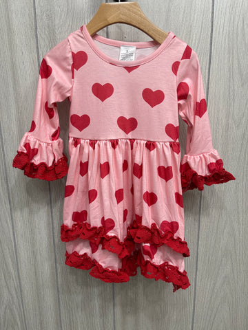 Ruffled Long Sleeve Heart Dress