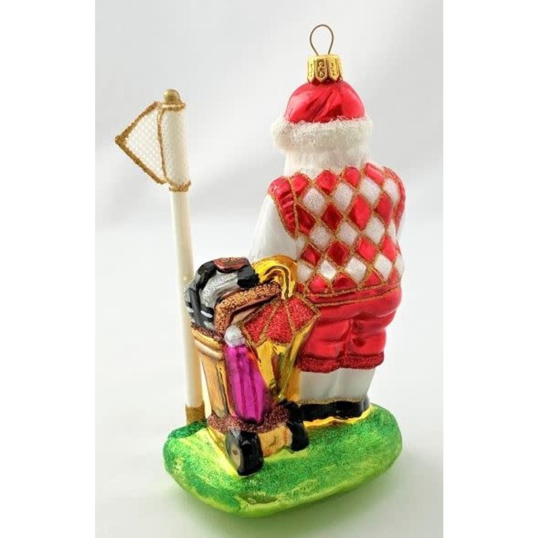 Huras Family: Santa Making the Putt Glass Ornament