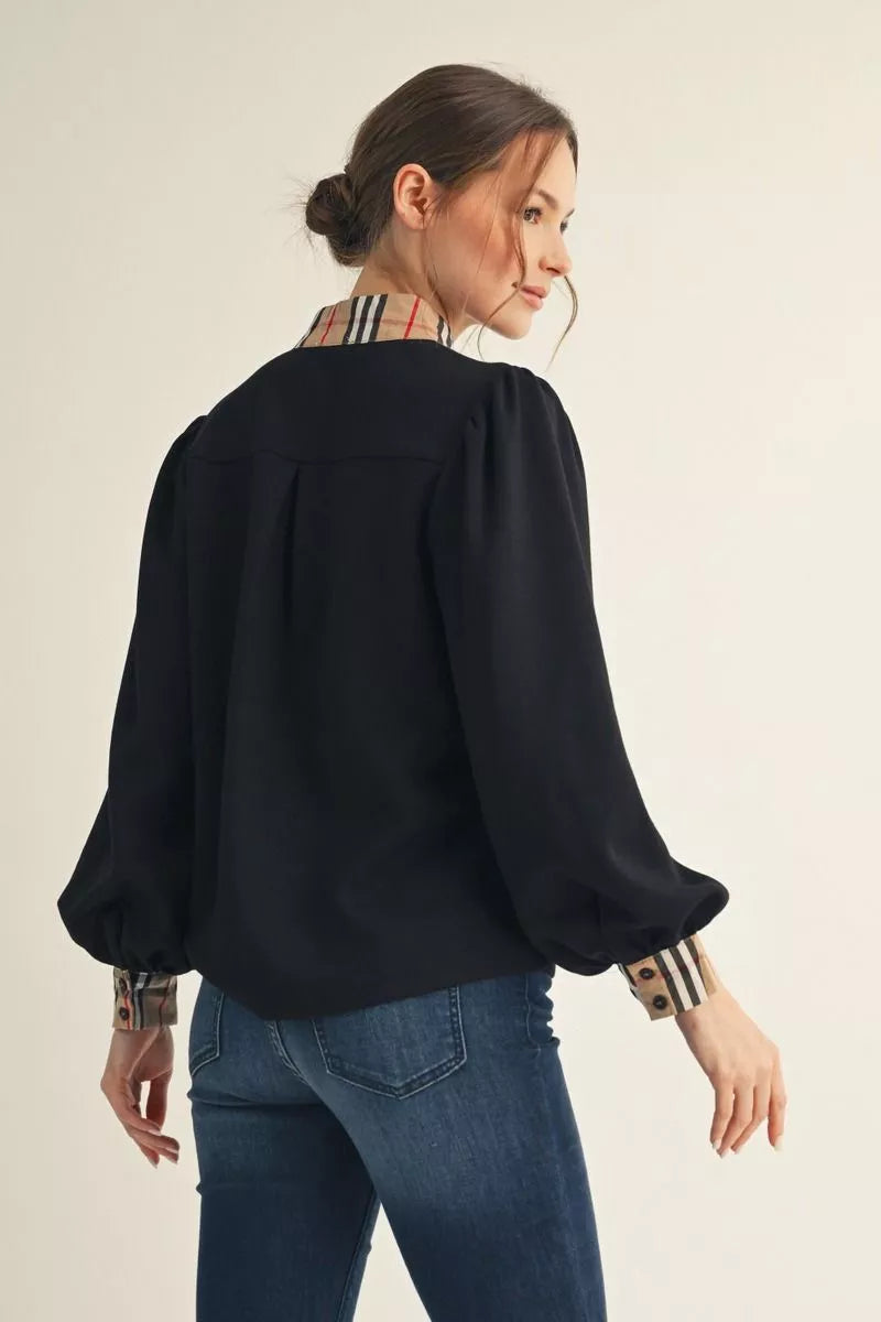 Kensington Check Trim Blouse