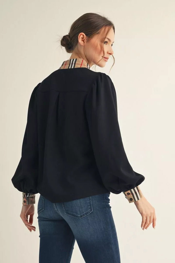 Kensington Check Trim Blouse