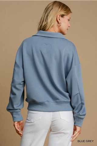 Blue Quarter Zip Top