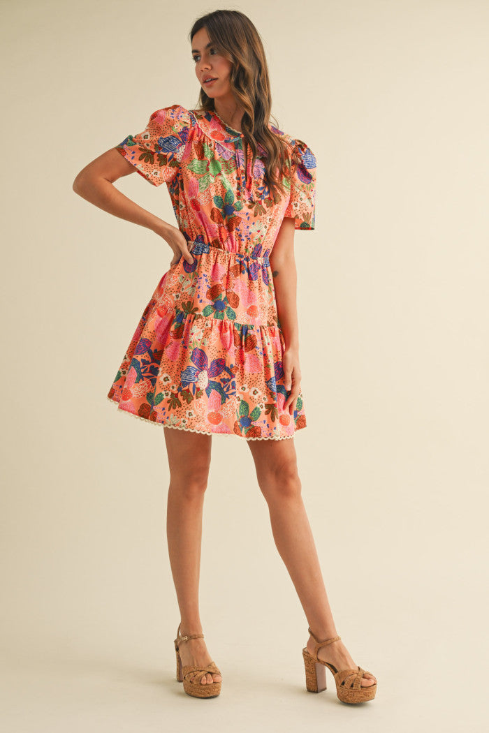 Multi Flower Print Dress