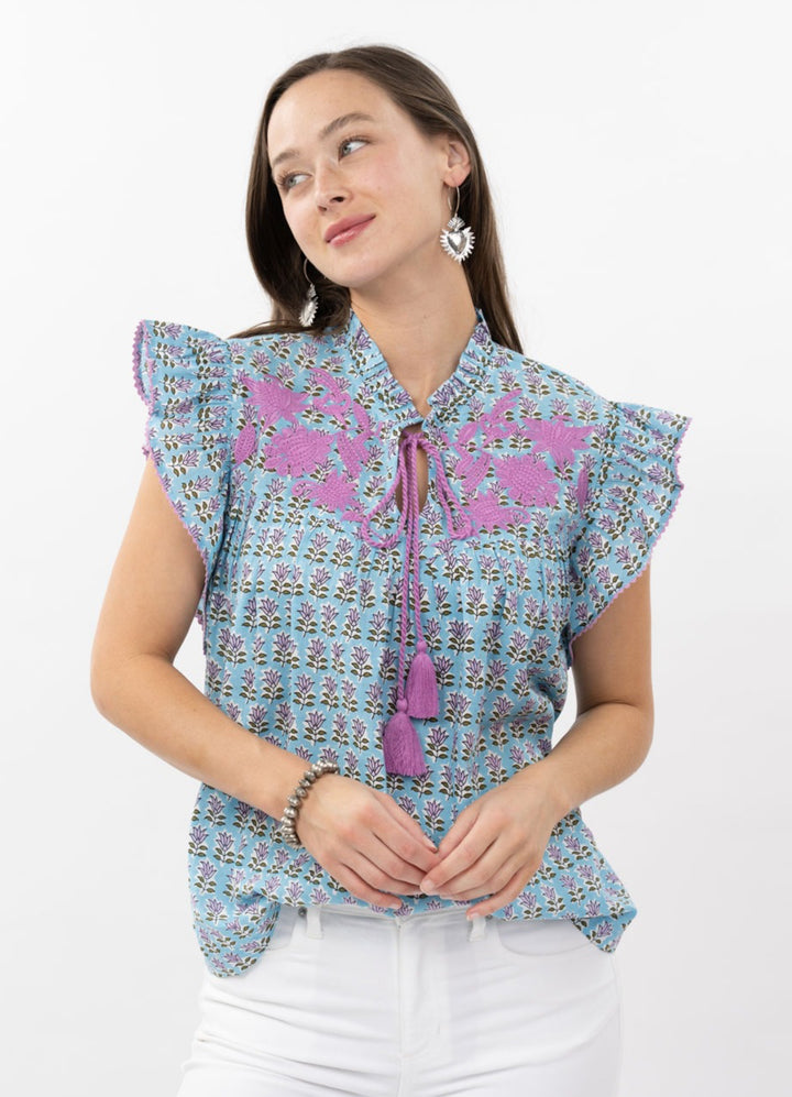 Lavender Breeze Flutter Sleeve Top