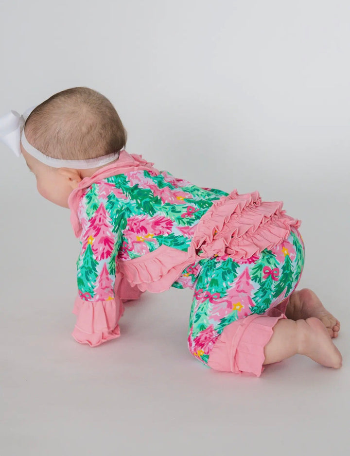 Candy Cane Forest Ruffle Romper