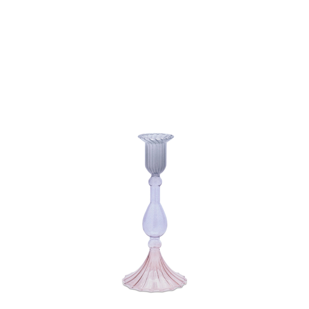 Pastel Prism Glass Candle Holder Set