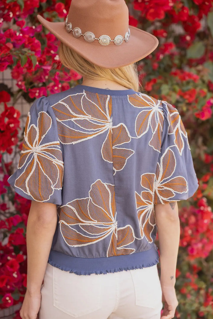 Sunset Stitch Floral Top