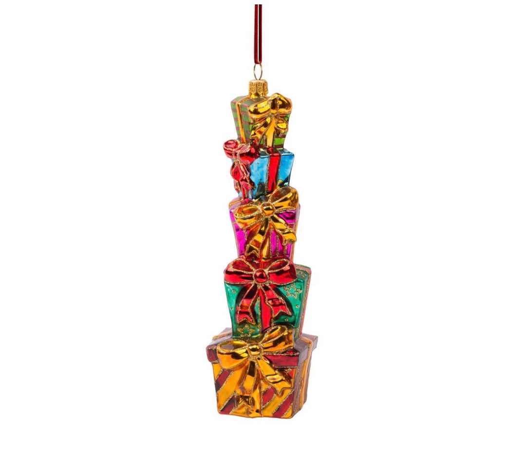 Huras Family: Stack of Presents Glass Ornament