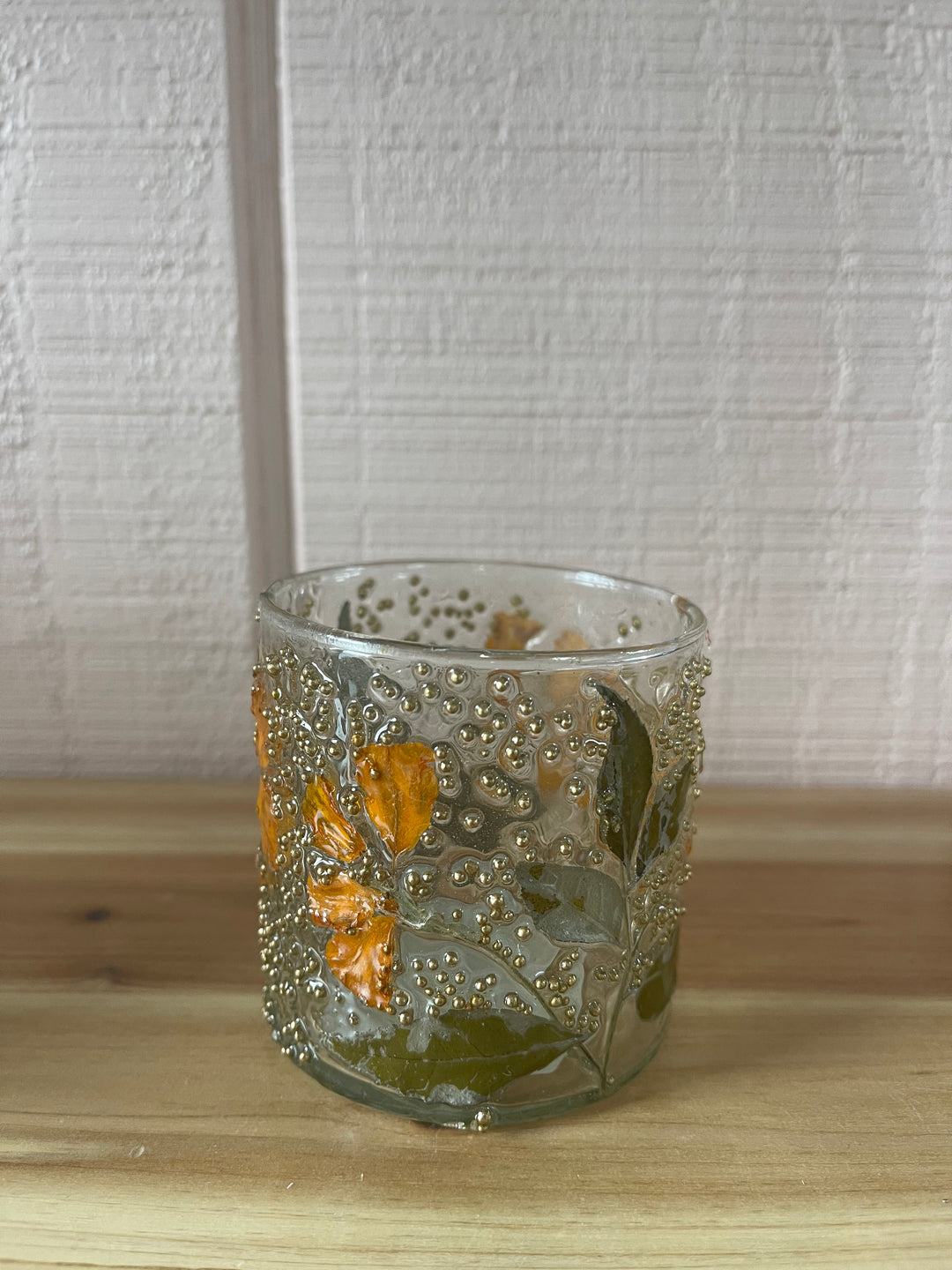 Autumn Bloom Pressed Flower Tealight Holder