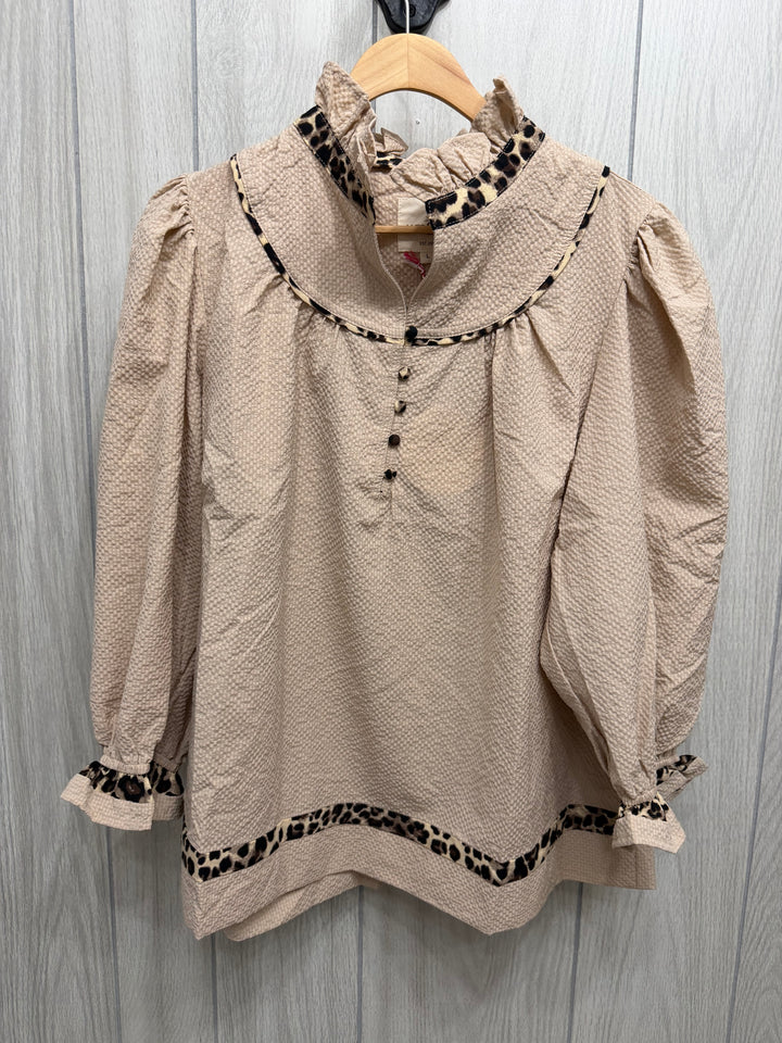 Leopard Trim Taupe Top