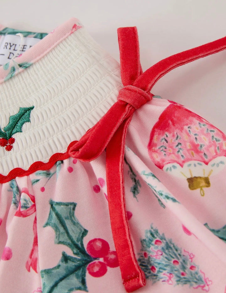 Pink Noel Smocked Christmas Dress