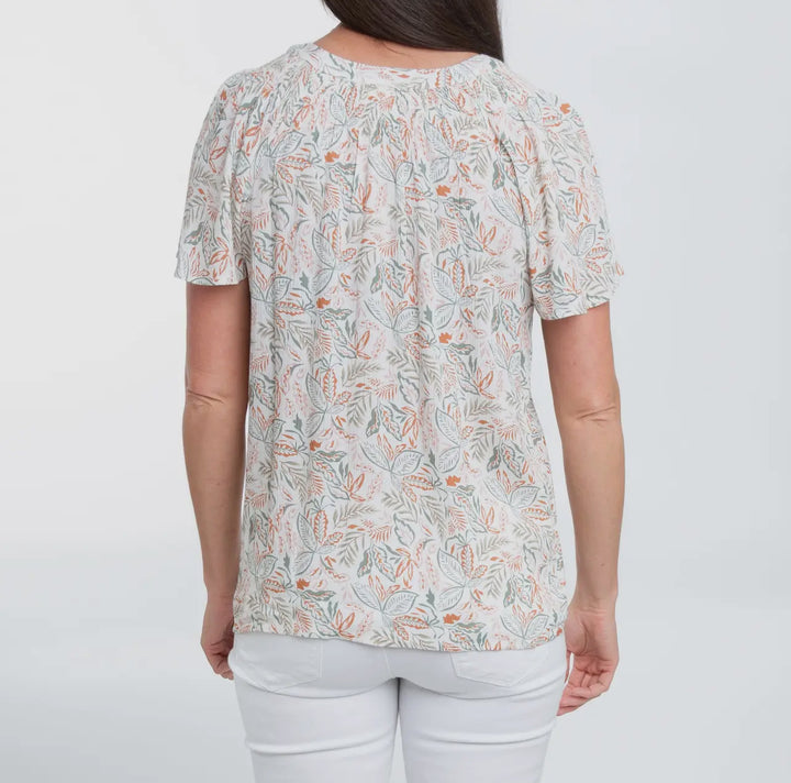 Joelle Green/Coral Floral Top