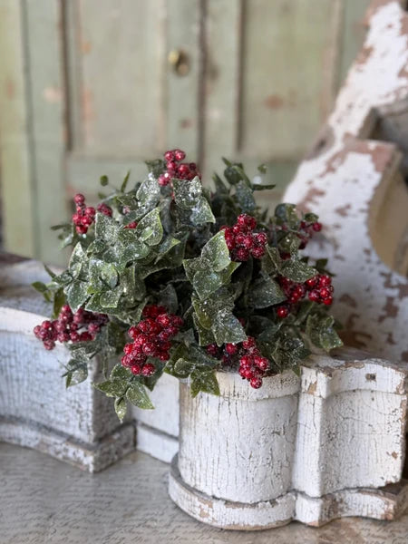 Frosted Holly Berry Half Sphere