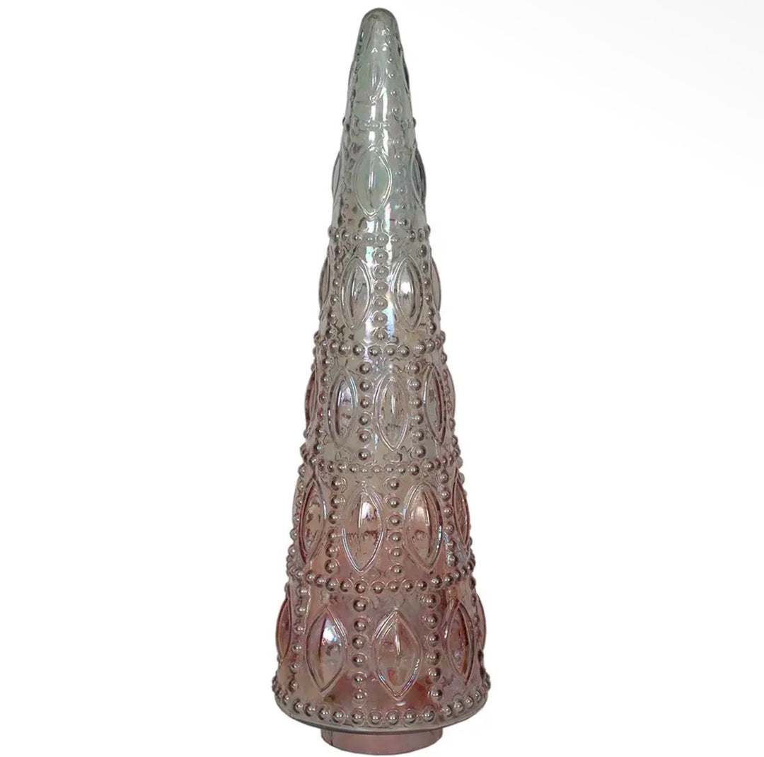 Blush Pink Luster Beaded Glass Christmas Trees