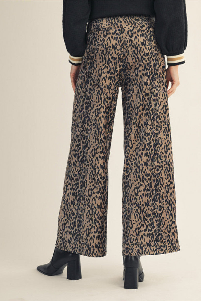 Savannah Streets Leopard Wide-Leg Pants