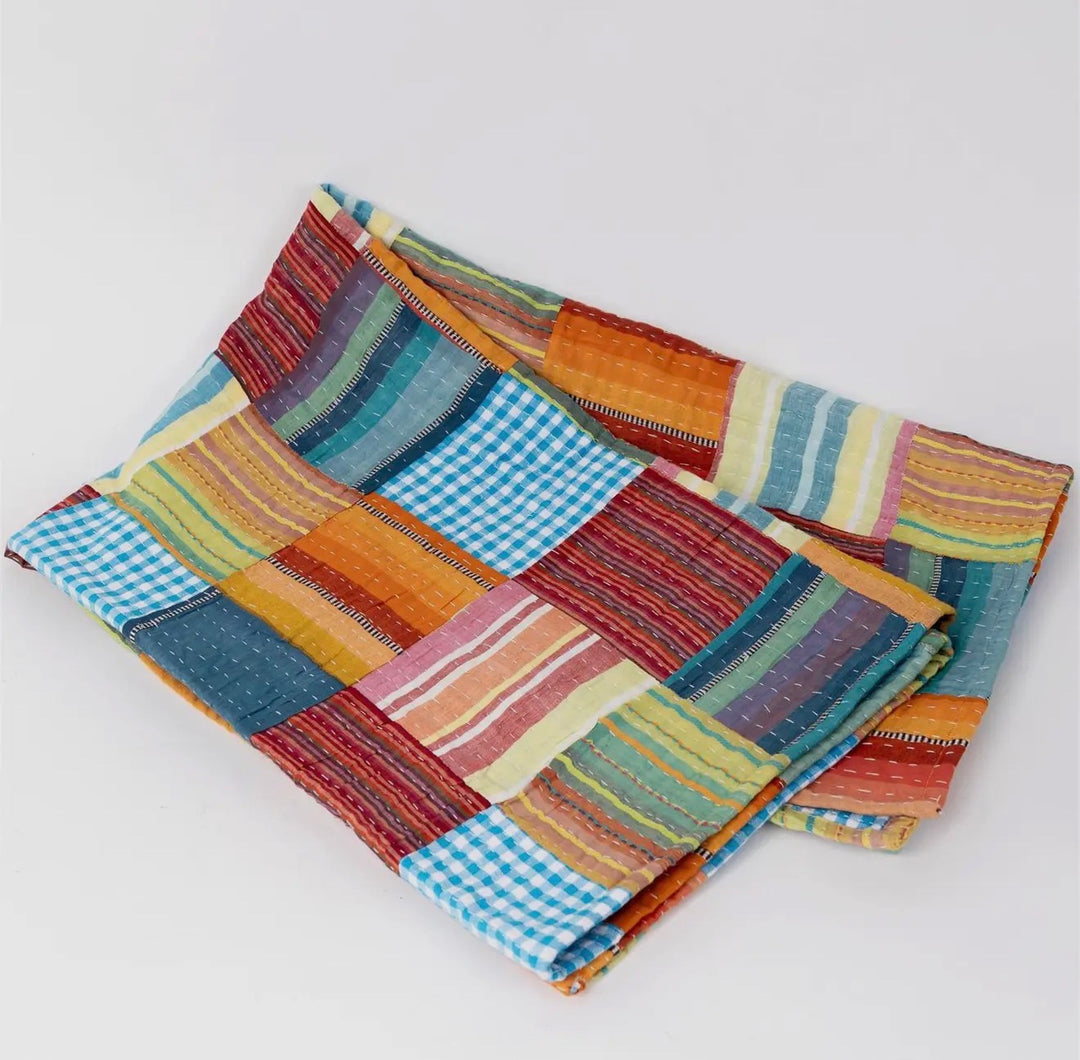 Sunwashed Madras Kantha Throw